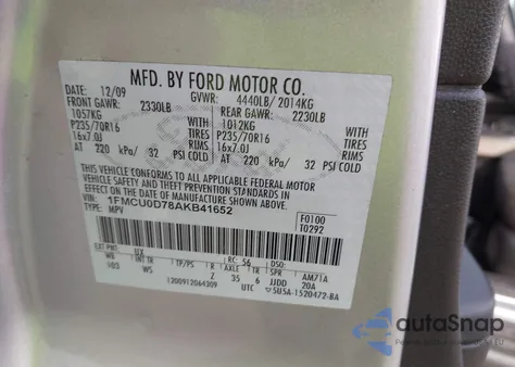 2012 Ford Escape Xlt z USA, uszkodzony, nr VIN 1FMCU9D70CKB43337